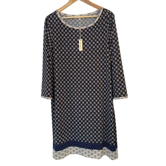 NWT Max Studio XL Print Dress Career Comfort RZ10402 Shift Comfort Easy Care - Picture 2 of 9